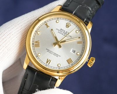 Rolex Datejust 8215 Movement 40mm 316L Steel 48h White Face YG/WG Case Calfskin Band Watch